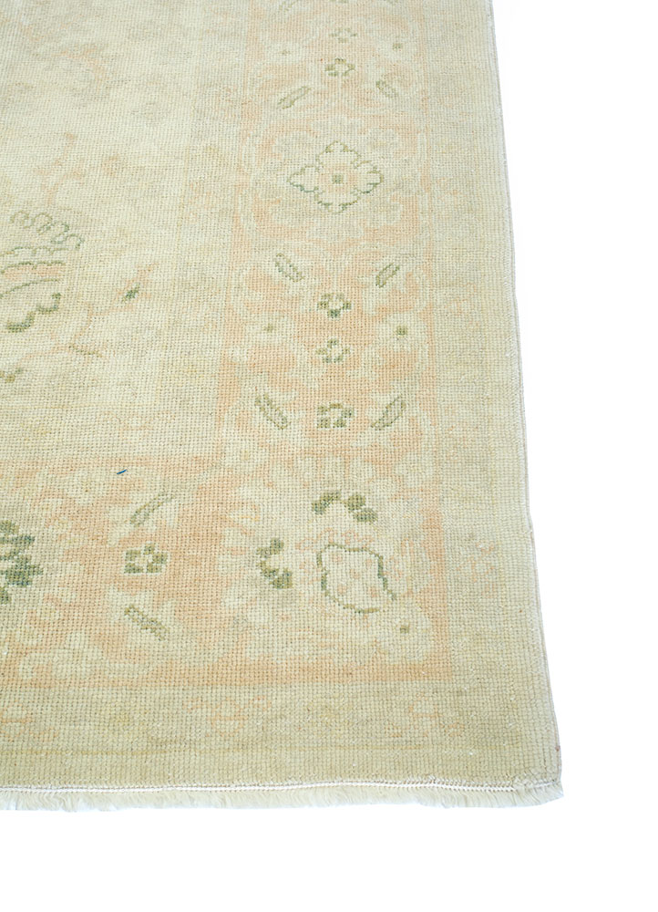 aalam beige and brown wool hand knotted Rug - Corner