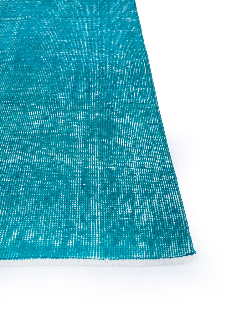lacuna blue wool hand knotted Rug - Corner