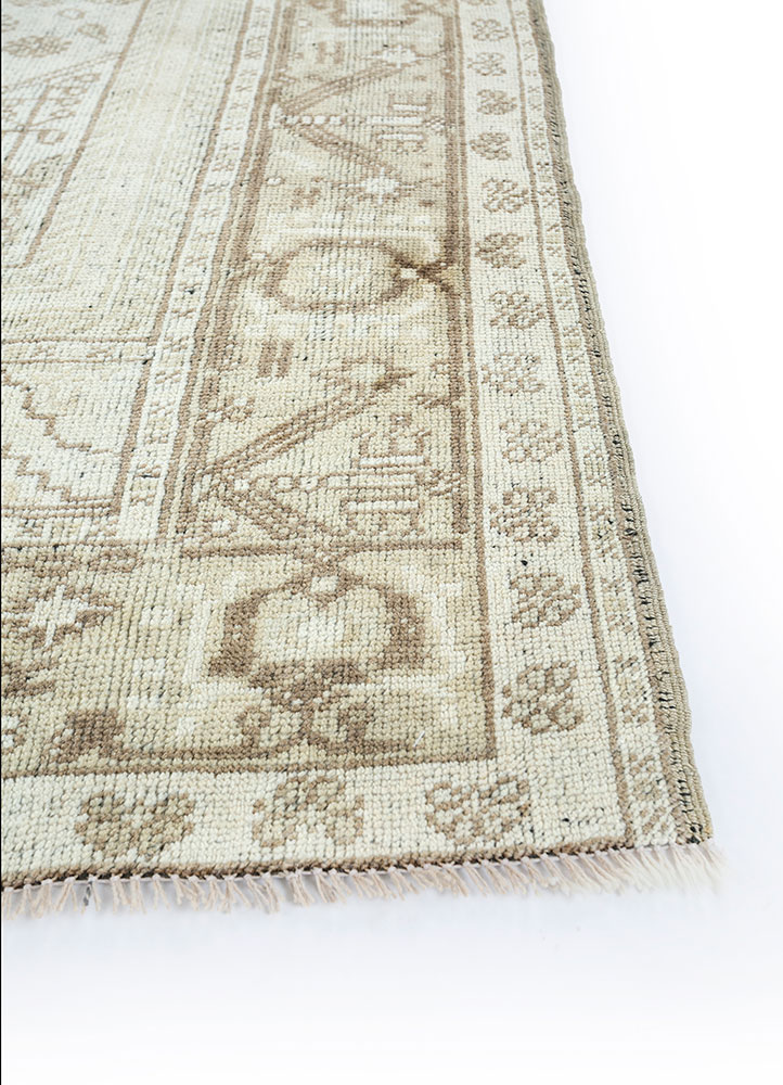 nuray beige and brown wool hand knotted Rug - Corner