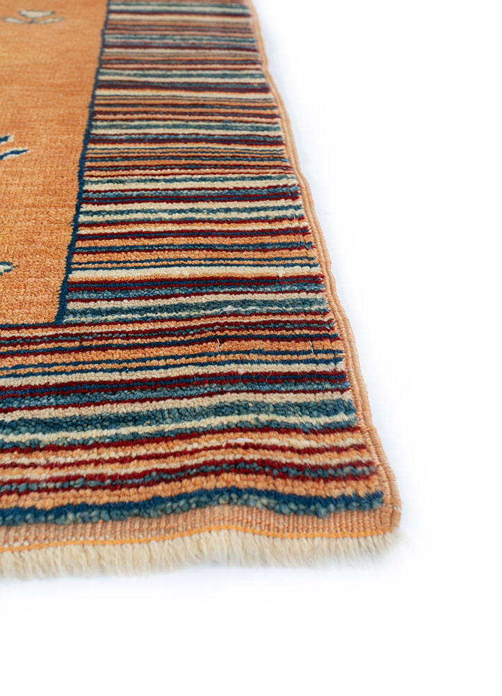 nuray red and orange wool hand knotted Rug - Corner