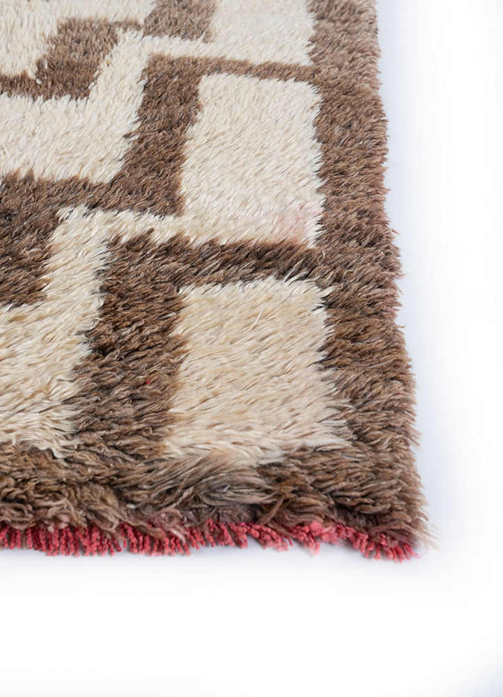 nuray beige and brown wool hand knotted Rug - Corner