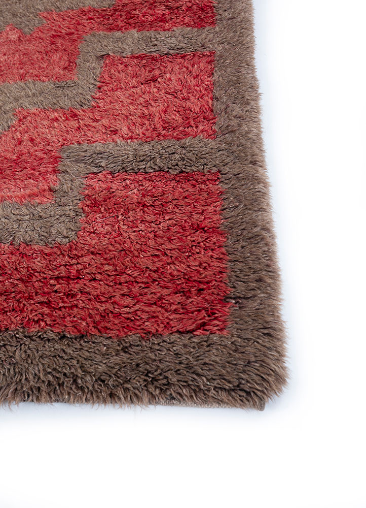 zuri red and orange wool hand knotted Rug - Corner