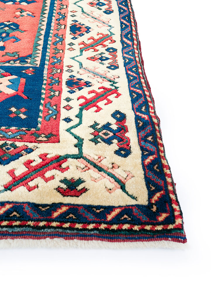 nuray red and orange wool hand knotted Rug - Corner