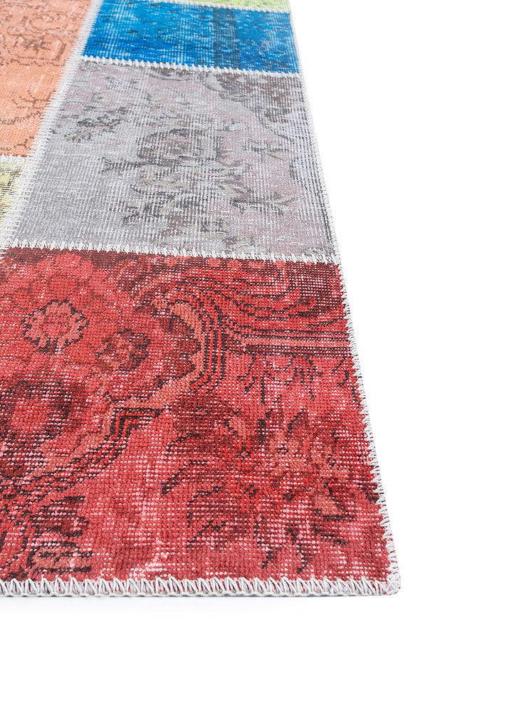 provenance red and orange wool hand knotted Rug - Corner