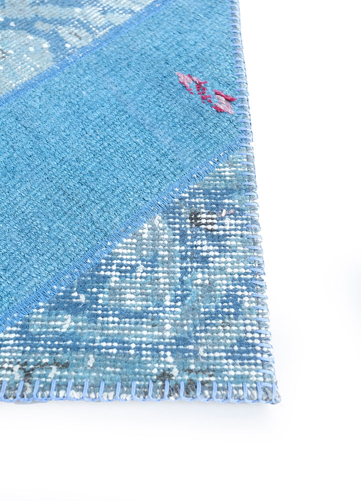 provenance blue wool hand knotted Rug - Corner