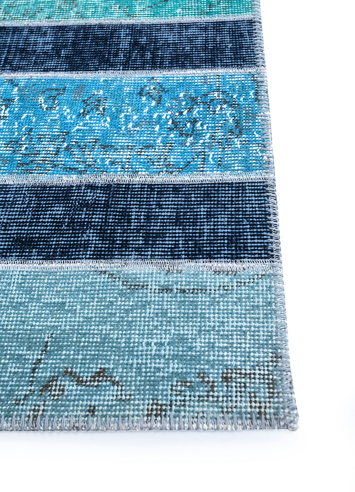 provenance blue wool hand knotted Rug - Corner