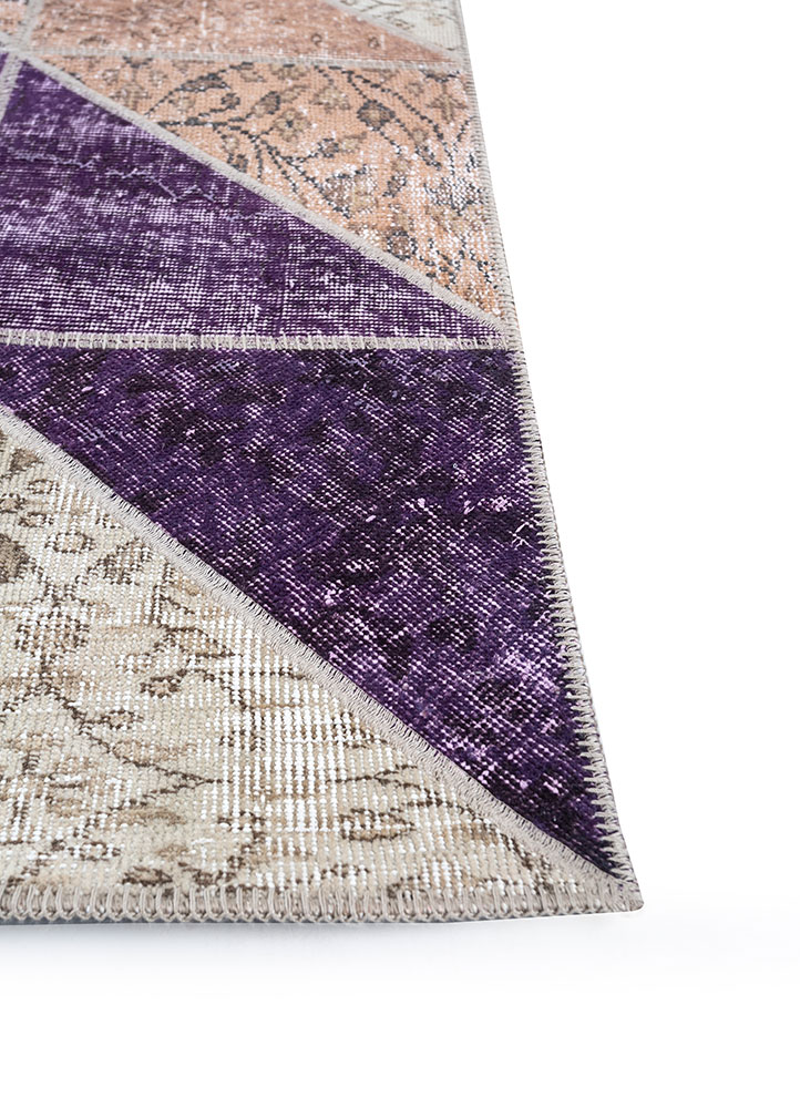 provenance beige and brown wool hand knotted Rug - Corner