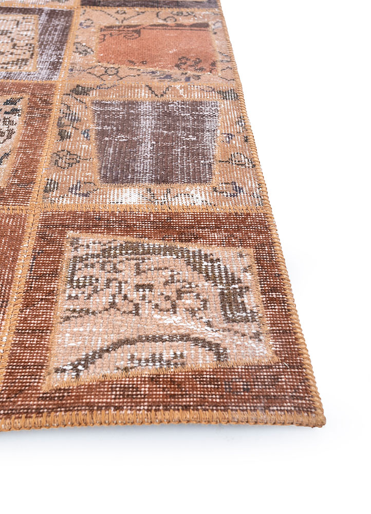 provenance beige and brown wool hand knotted Rug - Corner