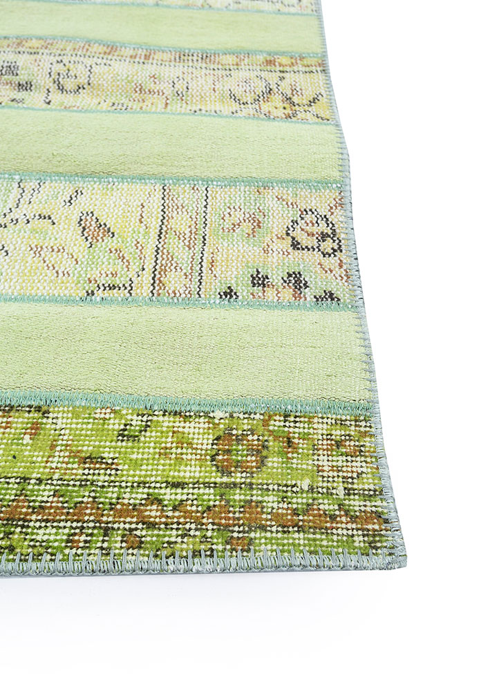 provenance green wool hand knotted Rug - Corner