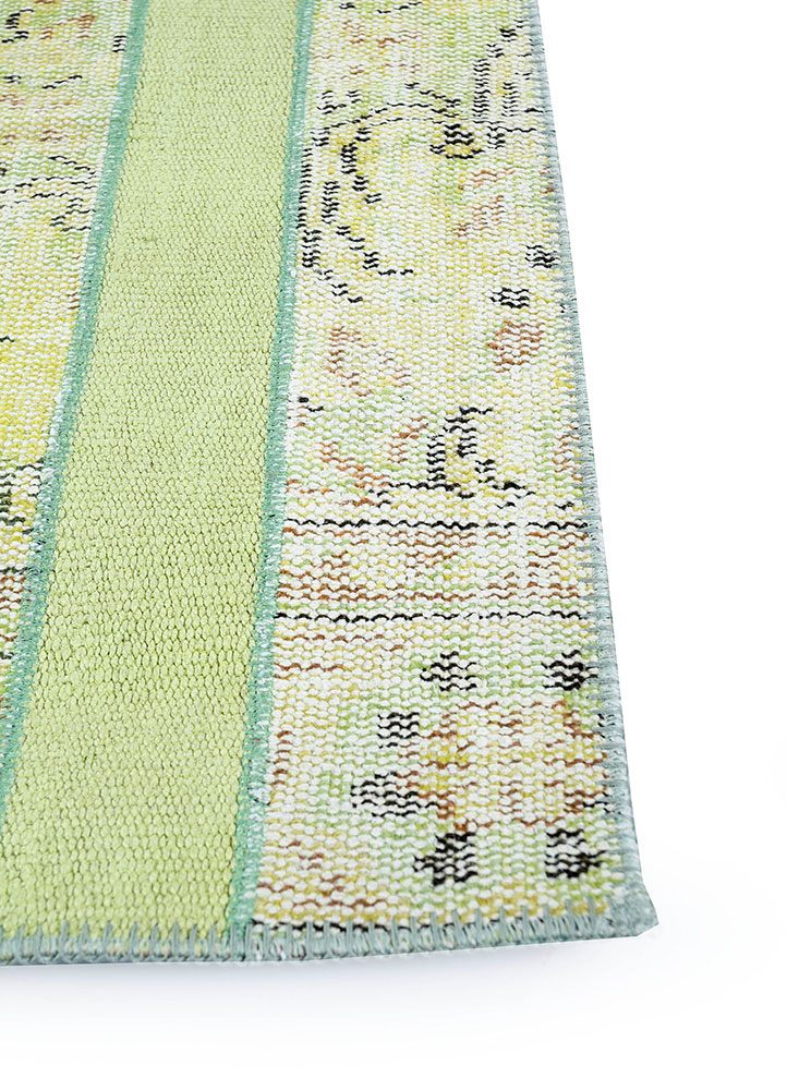 provenance green wool hand knotted Rug - Corner