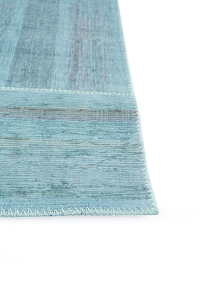 provenance blue wool hand knotted Rug - Corner