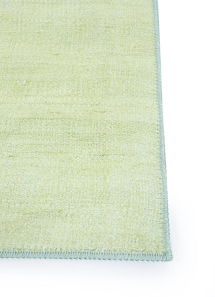 provenance green wool hand knotted Rug - Corner