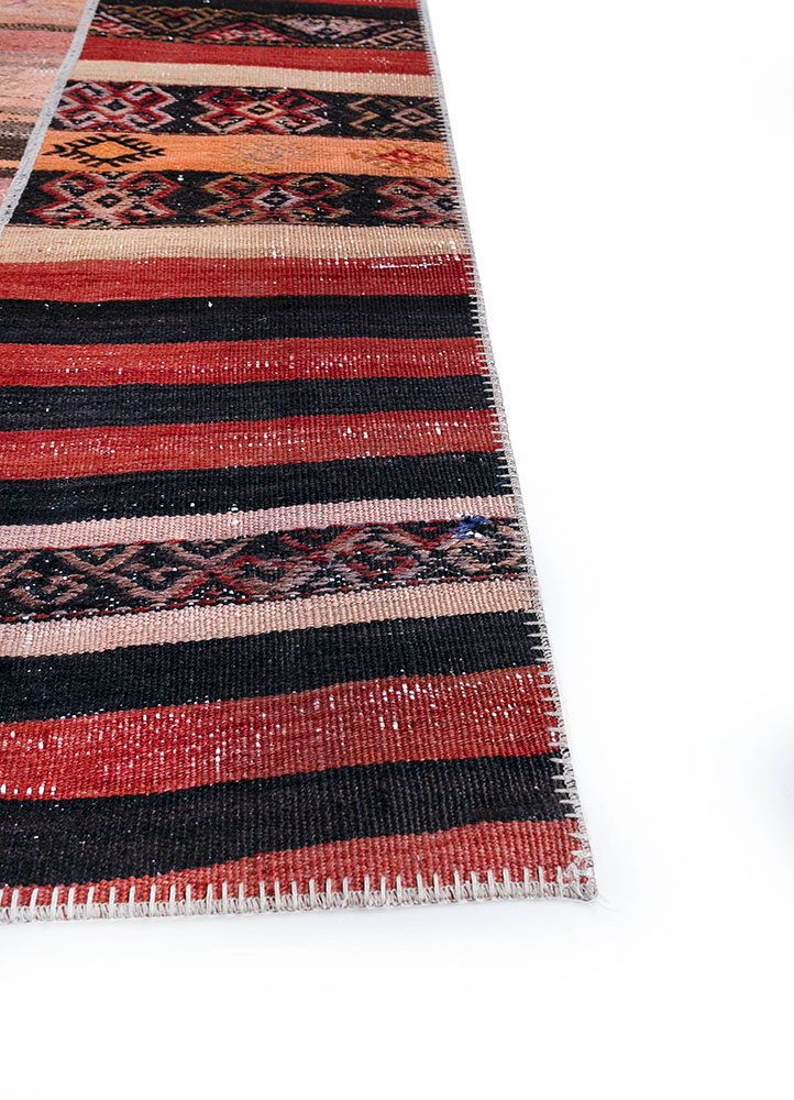 provenance red and orange wool hand knotted Rug - Corner