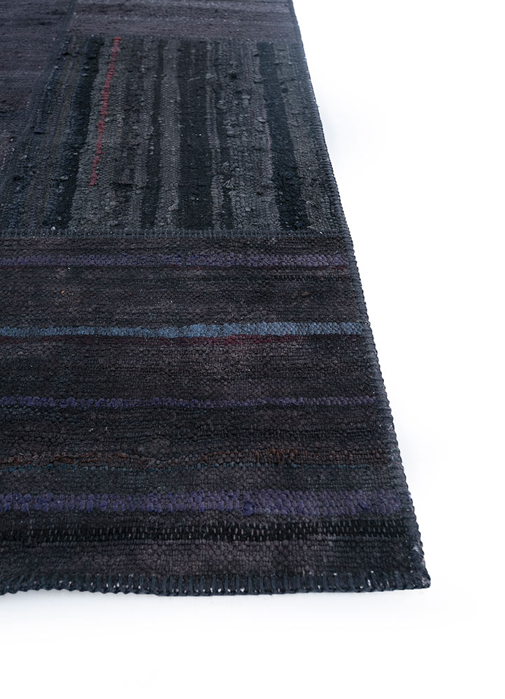 provenance grey and black wool hand knotted Rug - Corner