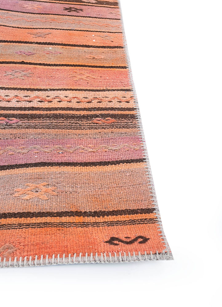 provenance red and orange wool hand knotted Rug - Corner