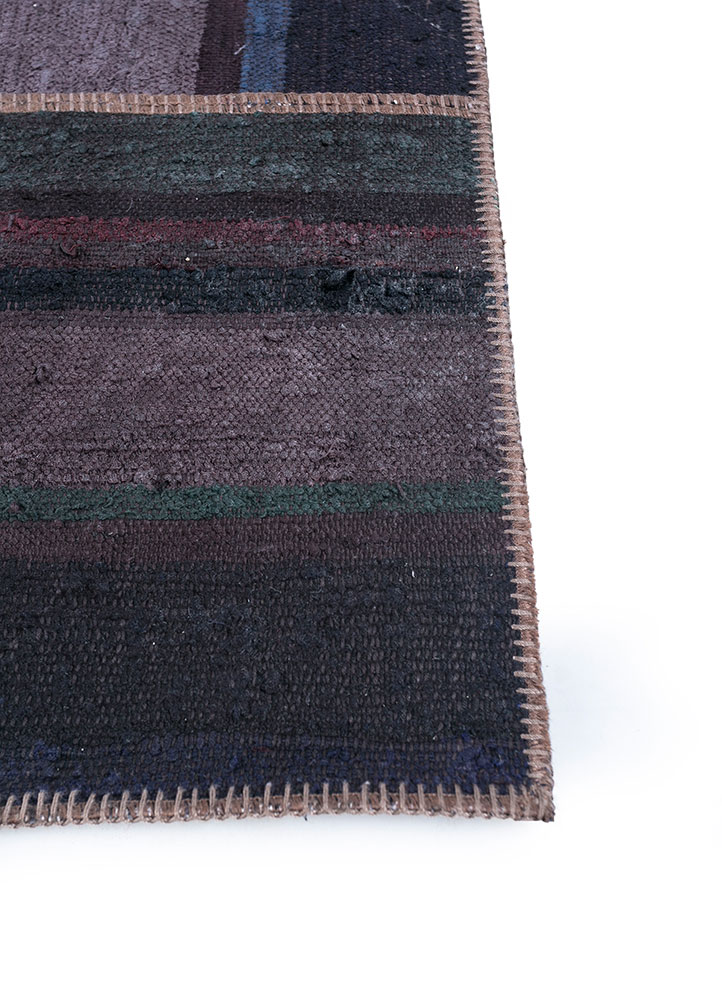 provenance grey and black wool hand knotted Rug - Corner