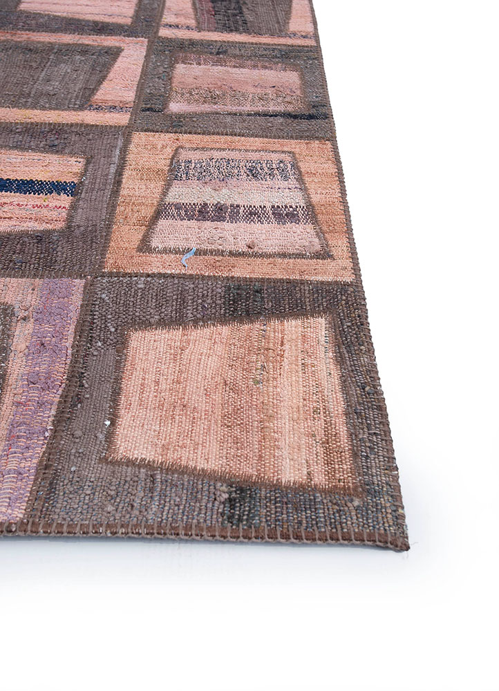 provenance beige and brown wool hand knotted Rug - Corner