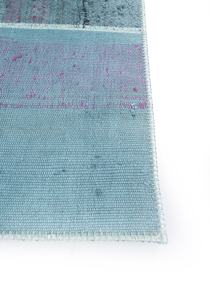 provenance blue wool hand knotted Rug - Corner