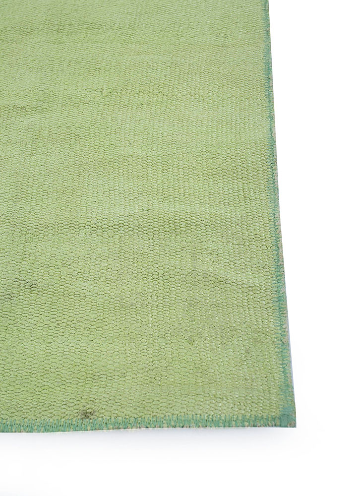 provenance green wool hand knotted Rug - Corner