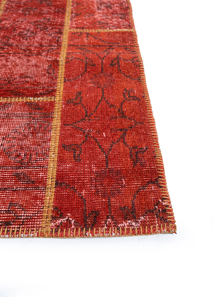 provenance red and orange wool hand knotted Rug - Corner