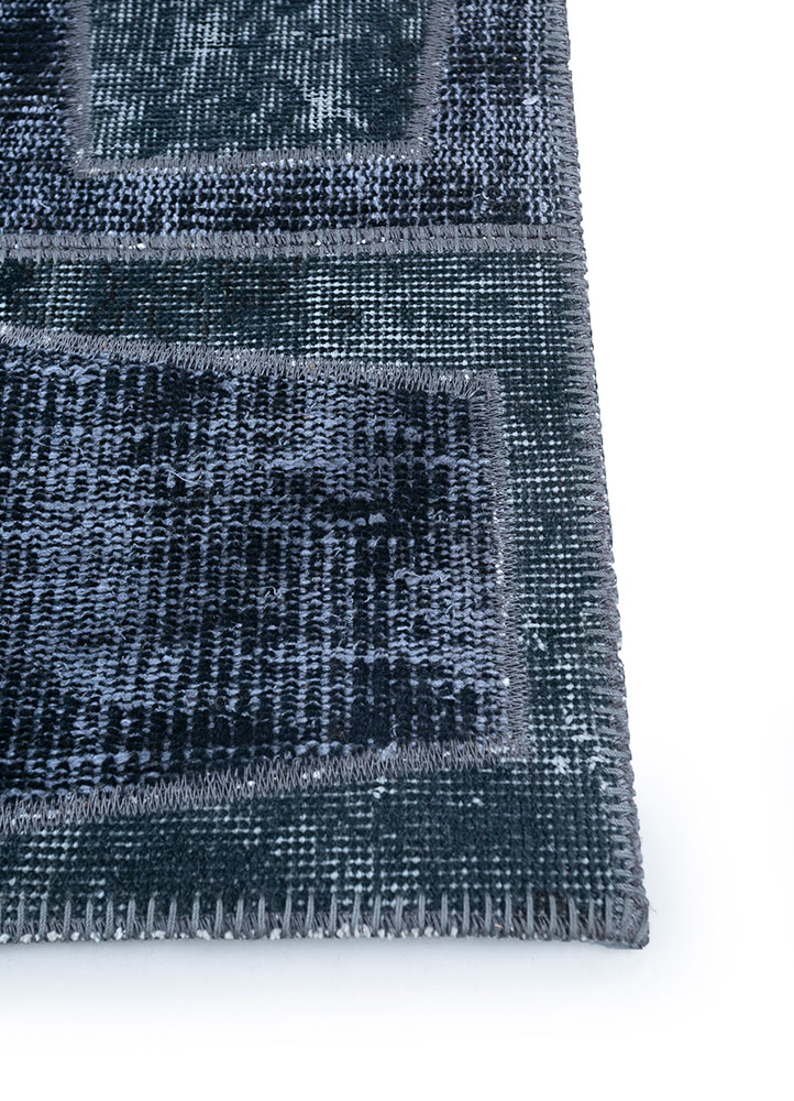provenance grey and black wool hand knotted Rug - Corner