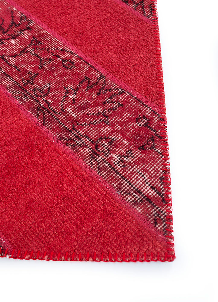 provenance red and orange wool hand knotted Rug - Corner