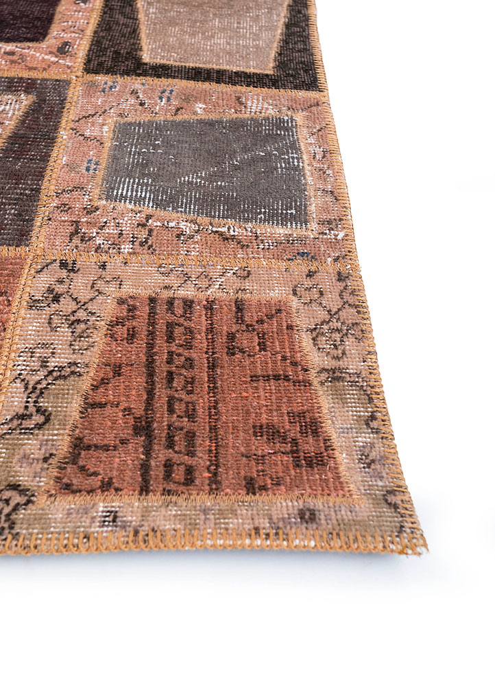 provenance beige and brown wool hand knotted Rug - Corner