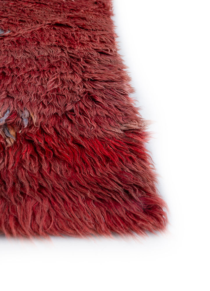 zuri red and orange wool hand knotted Rug - Corner