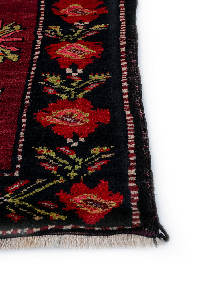 nuray red and orange wool hand knotted Rug - Corner
