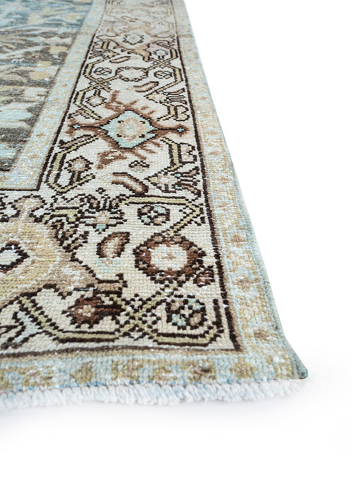 viscaya blue wool hand knotted Rug - Corner