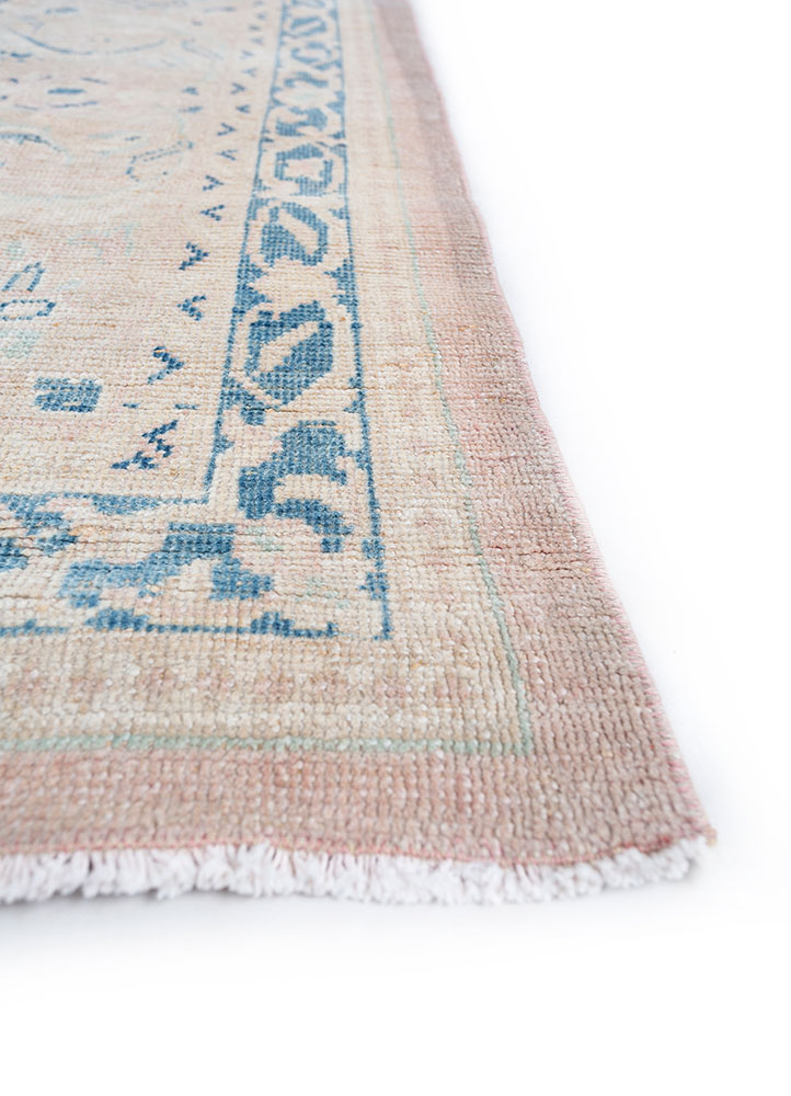 aalam pink and purple wool hand knotted Rug - Corner