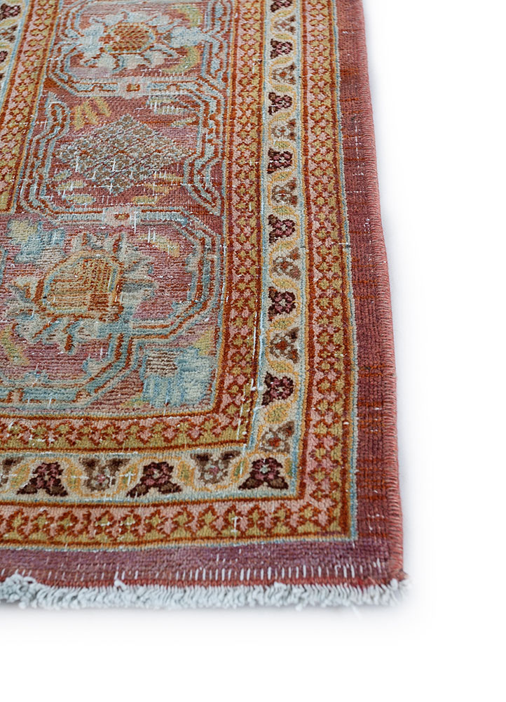 aalam blue wool hand knotted Rug - Corner