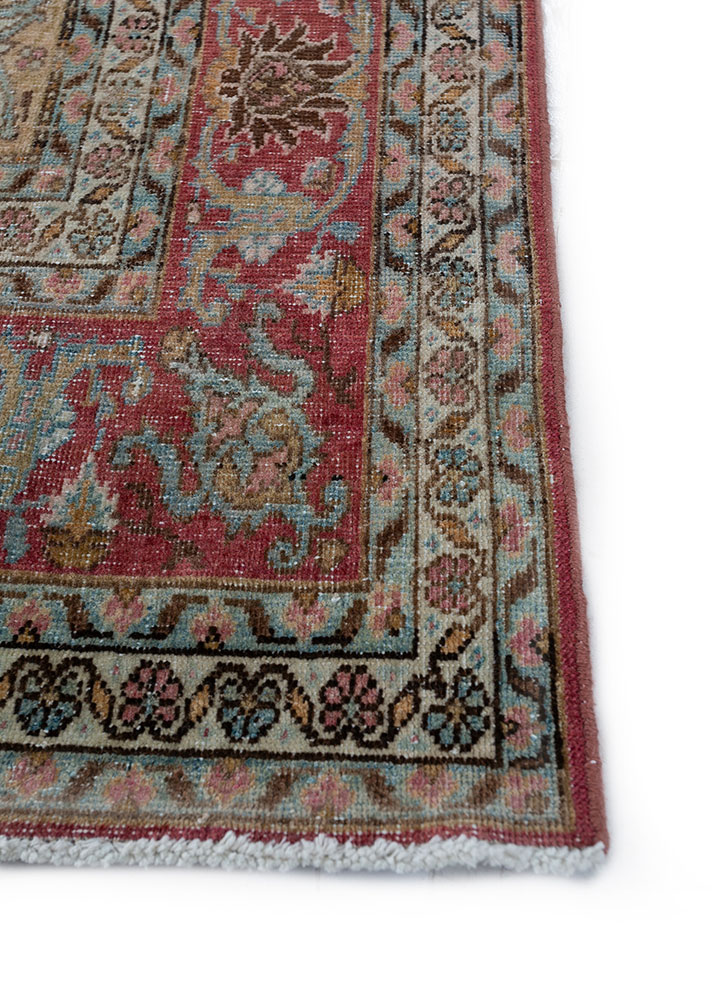 aalam beige and brown wool hand knotted Rug - Corner