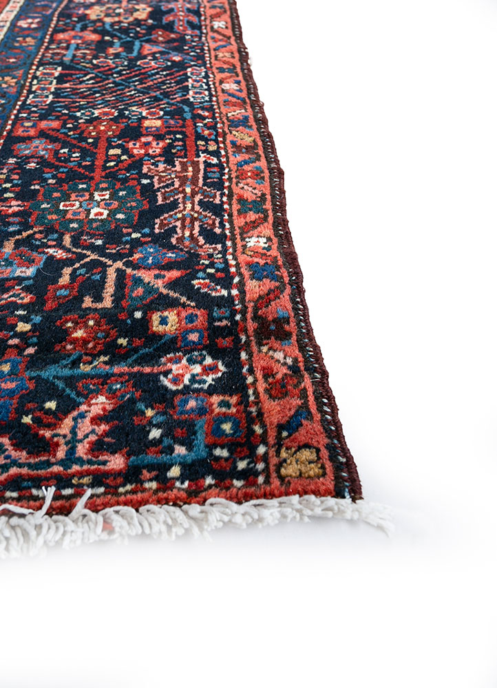 aalam red and orange wool hand knotted Rug - Corner