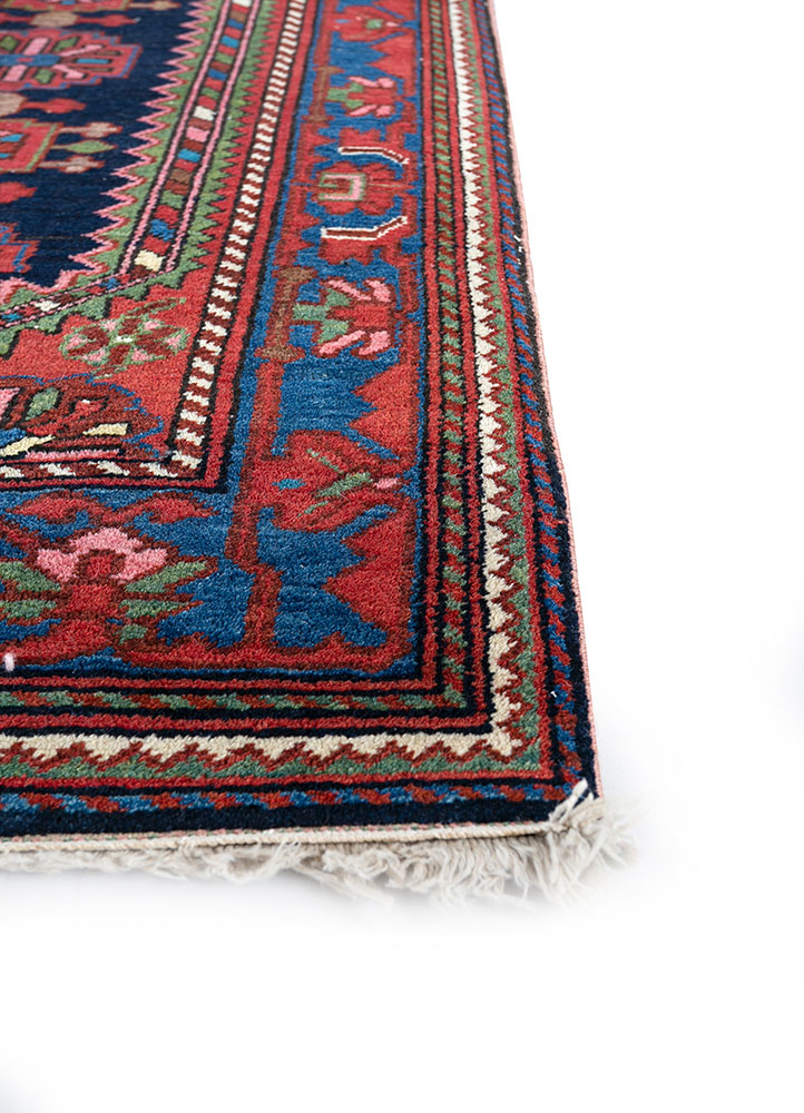 nuray blue wool hand knotted Rug - Corner