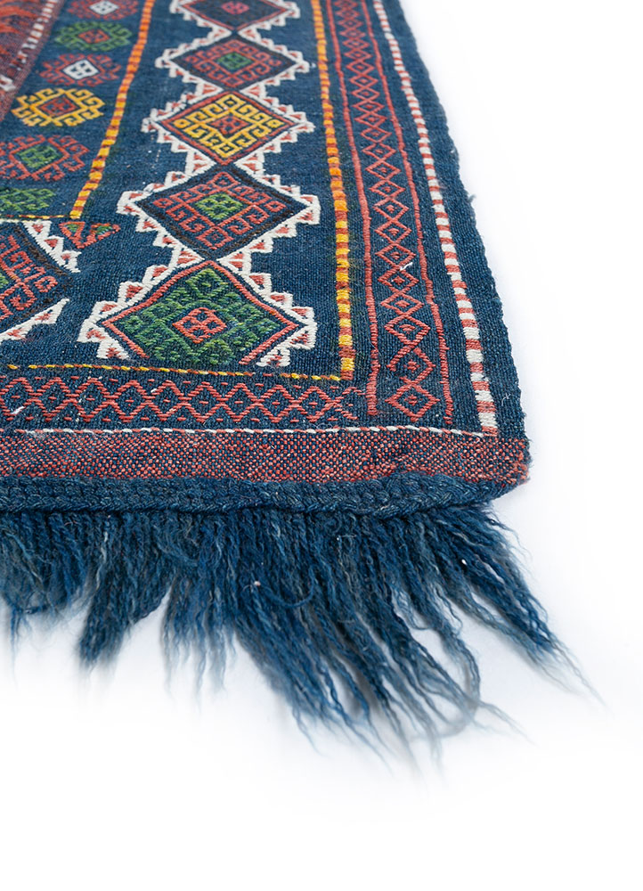 nuray red and orange wool hand knotted Rug - Corner