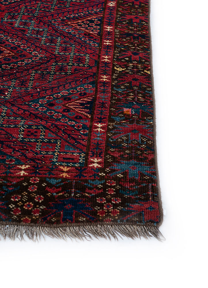 nuray red and orange wool hand knotted Rug - Corner