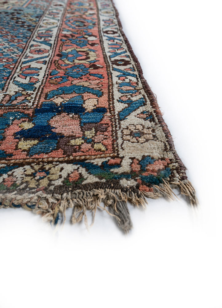 aalam blue wool hand knotted Rug - Corner