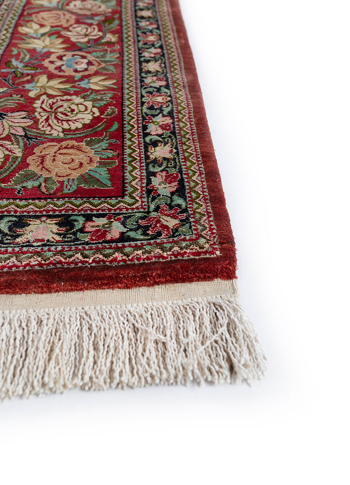 aalam multi wool and silk hand knotted Rug - Corner