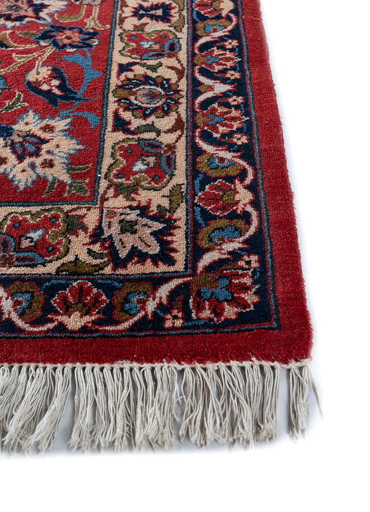 aalam red and orange wool hand knotted Rug - Corner