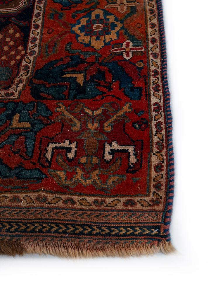 nuray blue wool hand knotted Rug - Corner
