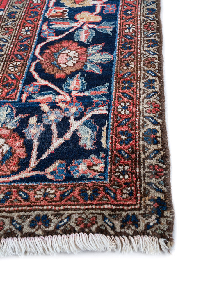 aalam blue wool hand knotted Rug - Corner