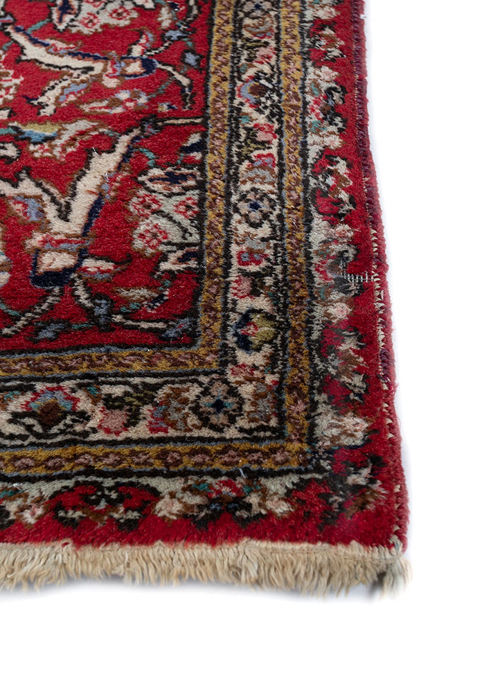 aalam beige and brown wool hand knotted Rug - Corner
