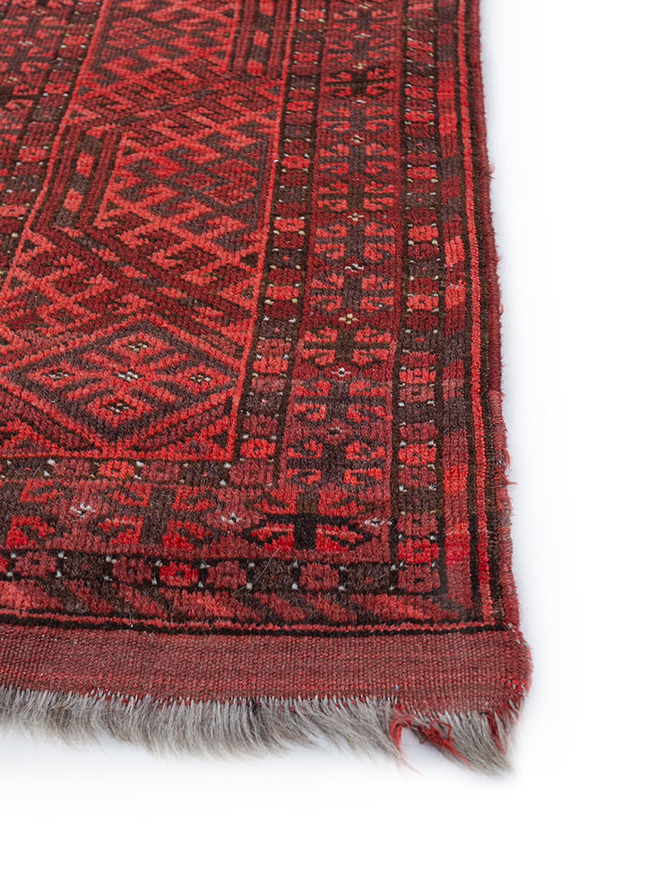 nuray red and orange wool hand knotted Rug - Corner