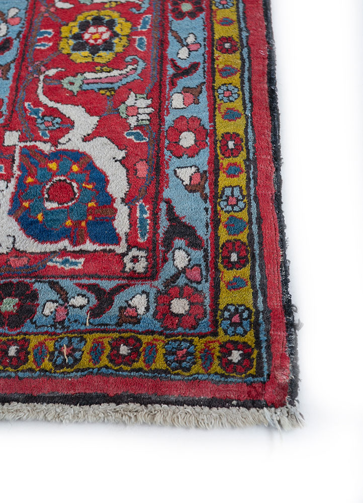 aalam blue wool hand knotted Rug - Corner