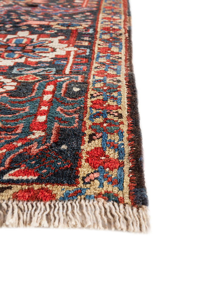 aalam red and orange wool hand knotted Rug - Corner