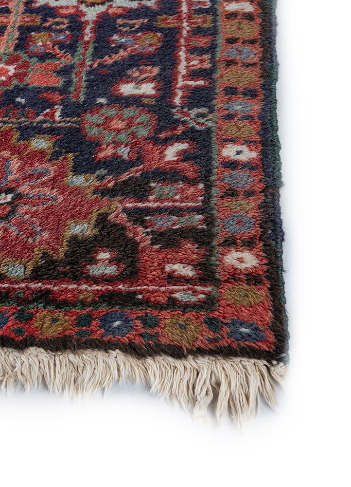 aalam red and orange wool hand knotted Rug - Corner