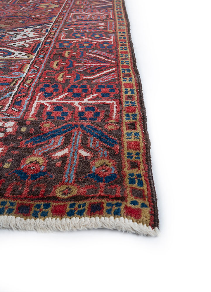 aalam red and orange wool hand knotted Rug - Corner