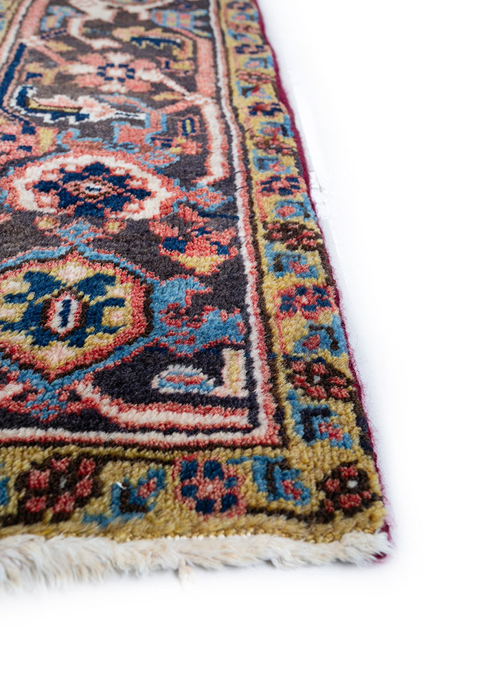 aalam red and orange wool hand knotted Rug - Corner