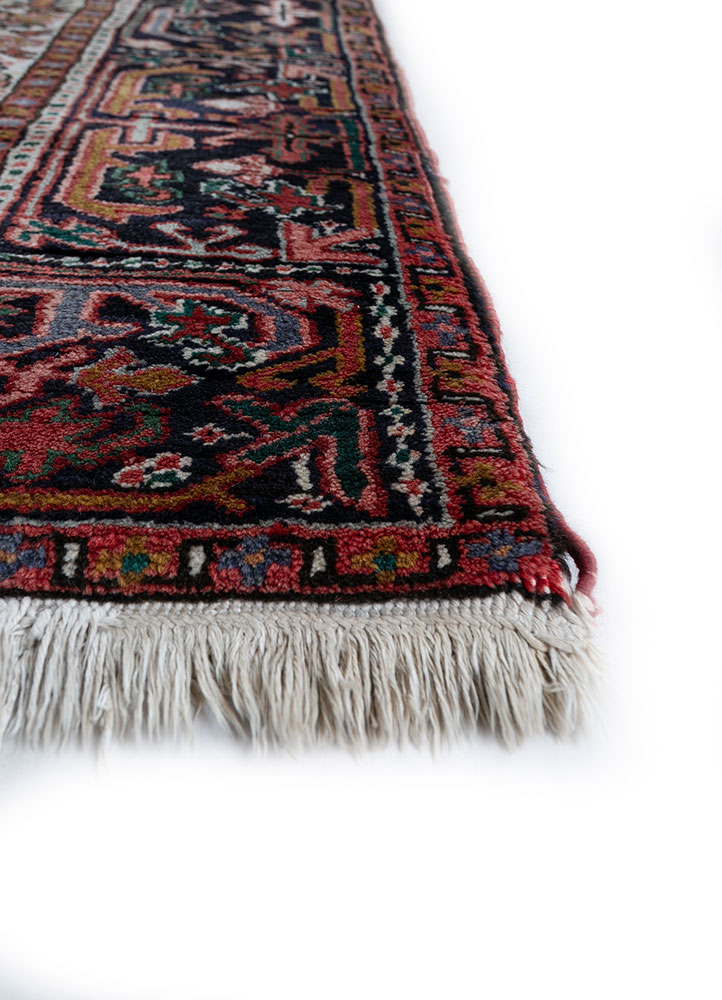 aalam red and orange wool hand knotted Rug - Corner